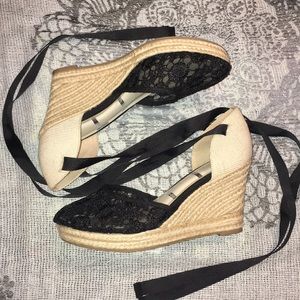 Elle lace wedges with ankle ties